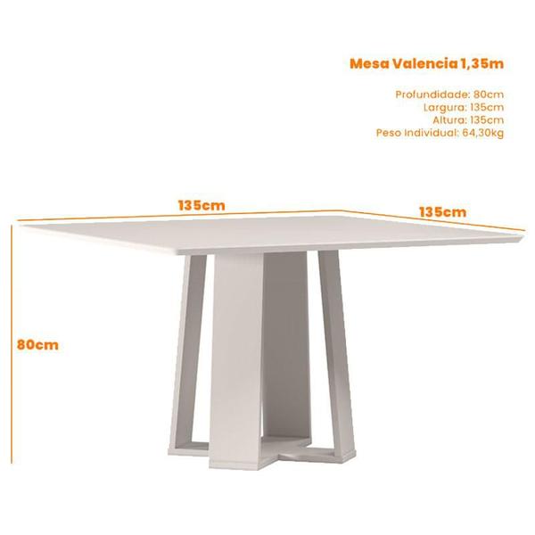 Imagem de Mesa de Jantar 135x135 cm Valência com Vidro Off White  New Ceval