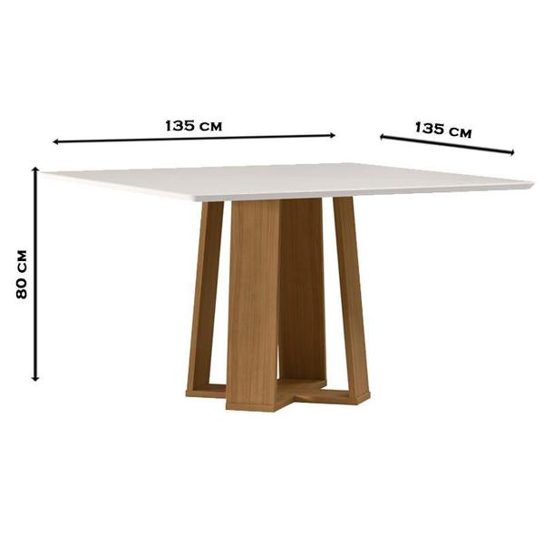 Imagem de Mesa de Jantar 135x135 cm Valência com Vidro Ype Off White  New Ceval