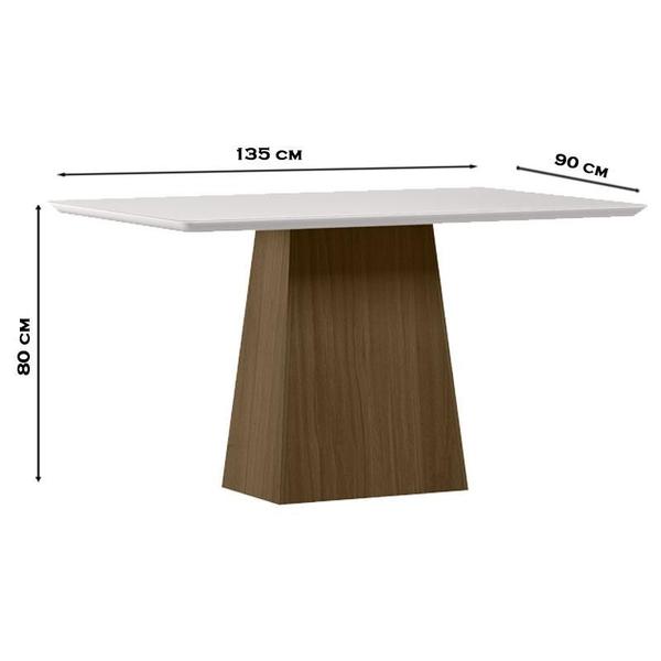 Imagem de Mesa de Jantar 135x90 cm Barbara com Vidro Imbuia Off White  New Ceval