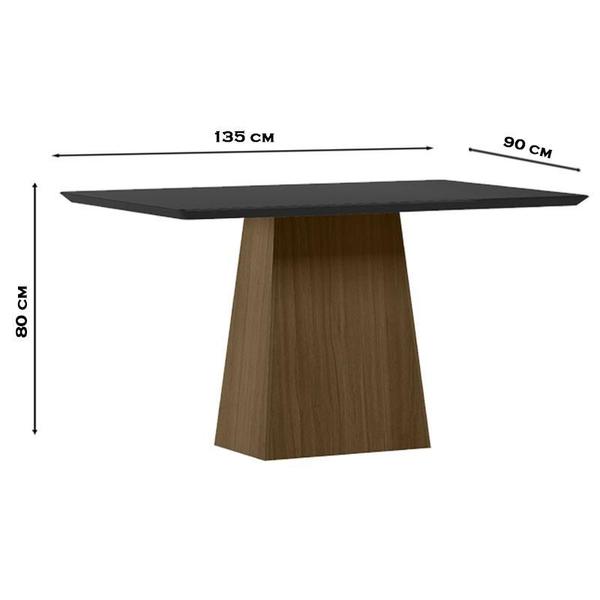 Imagem de Mesa de Jantar 135x90 cm Barbara com Vidro Imbuia Preto  New Ceval