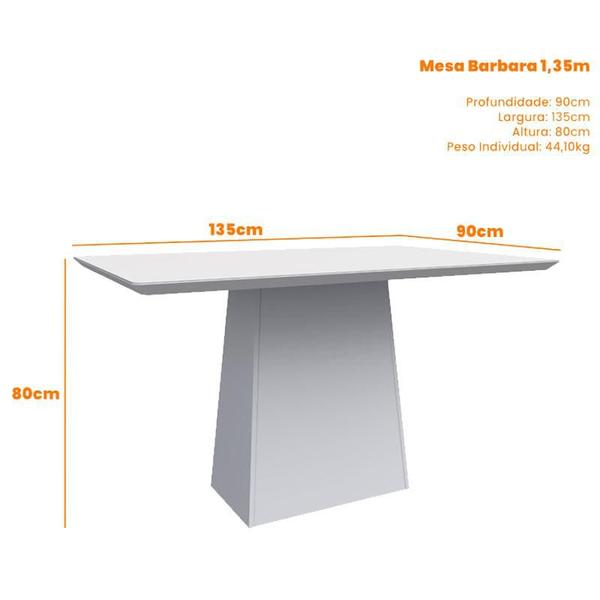 Imagem de Mesa de Jantar 135x90 cm Barbara com Vidro Off White  New Ceval