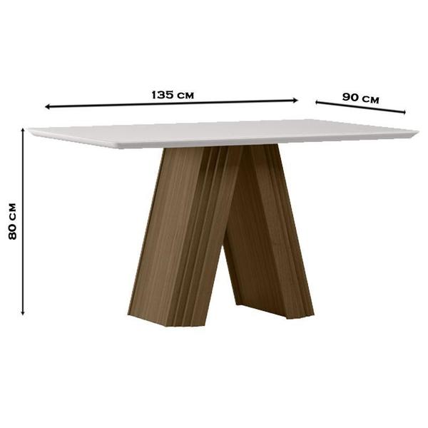 Imagem de Mesa de Jantar 135x90 cm Fernanda com Vidro Imbuia Off White  New Ceval