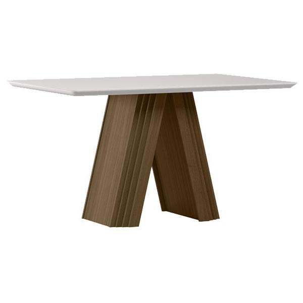 Imagem de Mesa de Jantar 135x90 cm Fernanda com Vidro Imbuia Off White  New Ceval