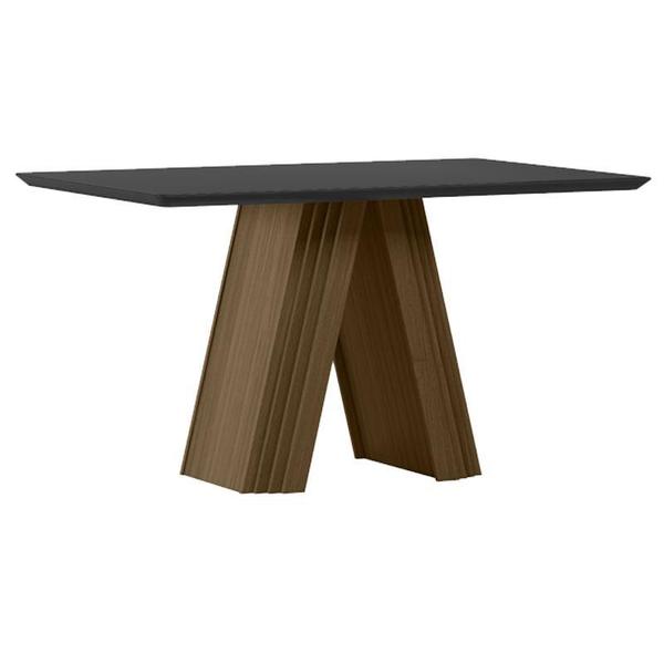 Imagem de Mesa de Jantar 135x90 cm Fernanda com Vidro Imbuia Preto  New Ceval