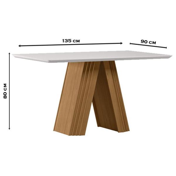 Imagem de Mesa de Jantar 135x90 cm Fernanda com Vidro Ype Off White  New Ceval