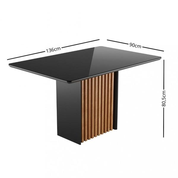 Imagem de Mesa de Jantar 136cm com Tampo de Vidro Base Ripada Cris Sonetto