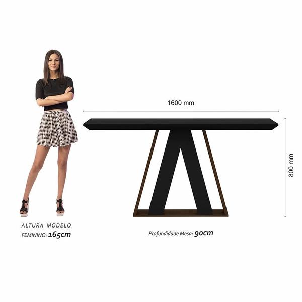 Imagem de Mesa De Jantar 1,60 6 Cadeiras Suiça Imbuia/preto/bege - M. Arapongas