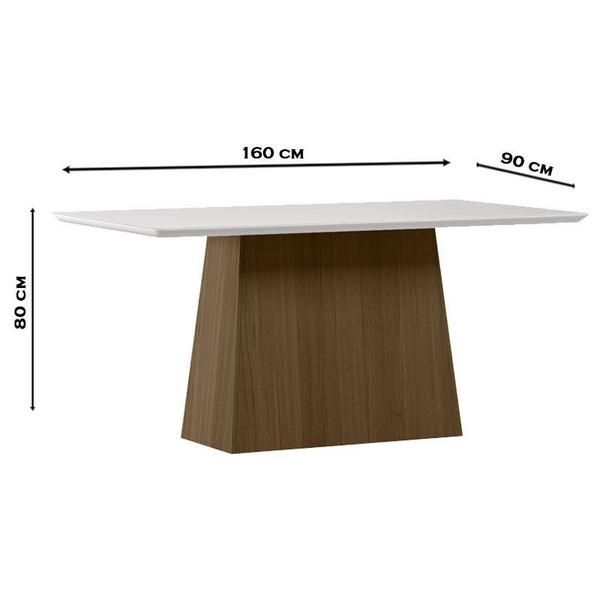 Imagem de Mesa de Jantar 160 cm Barbara com Vidro Imbuia Off WhIte  New Ceval