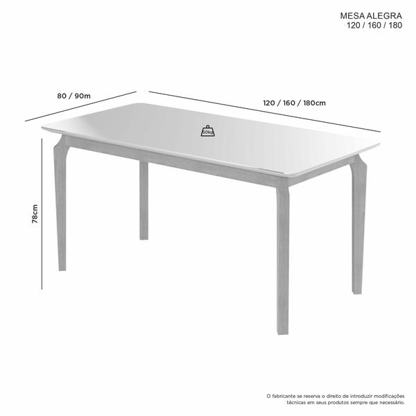 Imagem de Mesa de Jantar 1,60 por 0,80 com Vidro Cinamomo e Off