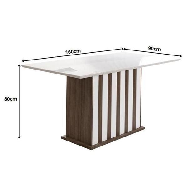 Imagem de Mesa De Jantar 160cm Amália com vidro Amêndoa/Off White - Poliman