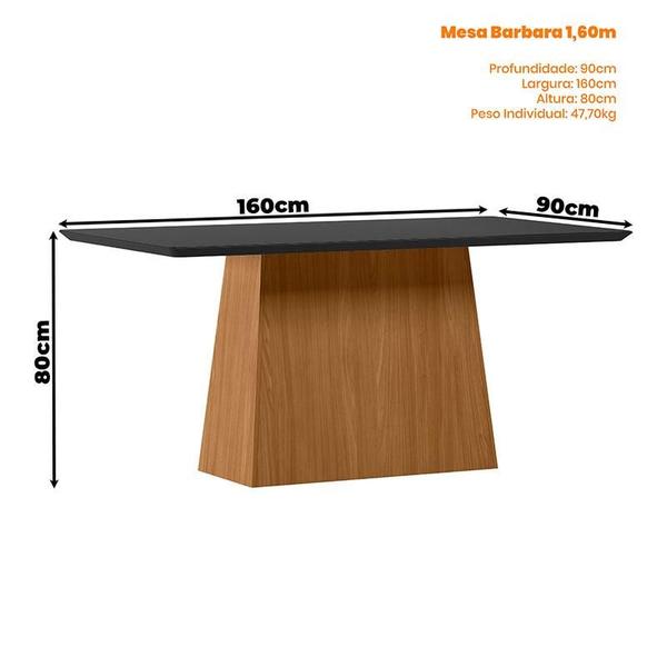 Imagem de Mesa de Jantar 160cm Bárbara com Vidro e 6 Cadeiras Ana Ype Veludo Preto  New Ceval