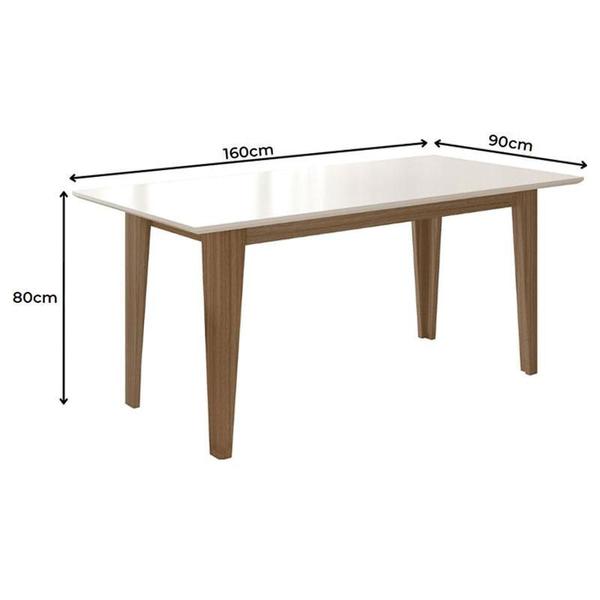 Imagem de Mesa de Jantar 160cm Liz com Vidro Carvalho Off White  Poliman