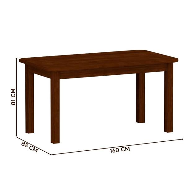 Imagem de Mesa De Jantar 160cm Madeira Maciça Para 6 Lugares Castanho Shop JM