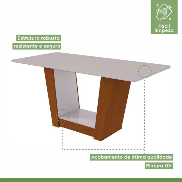 Imagem de Mesa de Jantar 160x80cm Tampo Mdf/vidro Apogeu Frassino/Off White