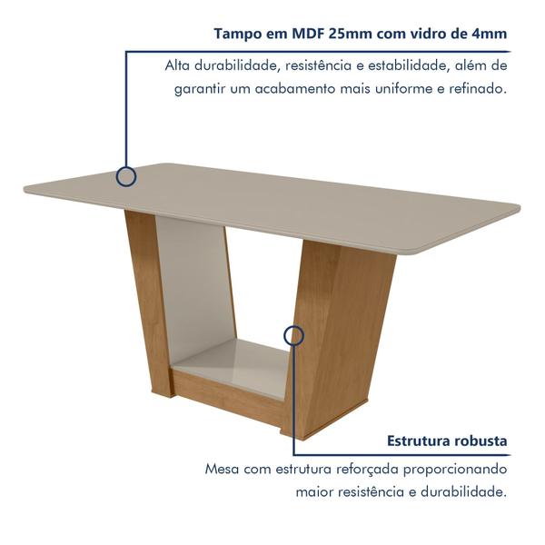 Imagem de Mesa de Jantar 160x80cm Tampo MDF/Vidro Apogeu