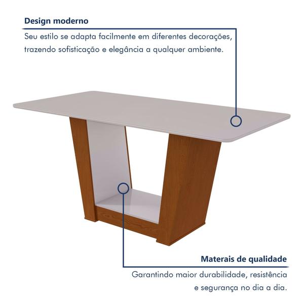 Imagem de Mesa de Jantar 160x80cm Tampo Mdf/vidro Apogeu