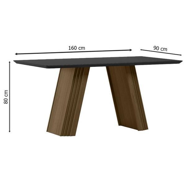 Imagem de Mesa de Jantar 160x90 cm Fernanda com Vidro Imbuia Preto  New Ceval