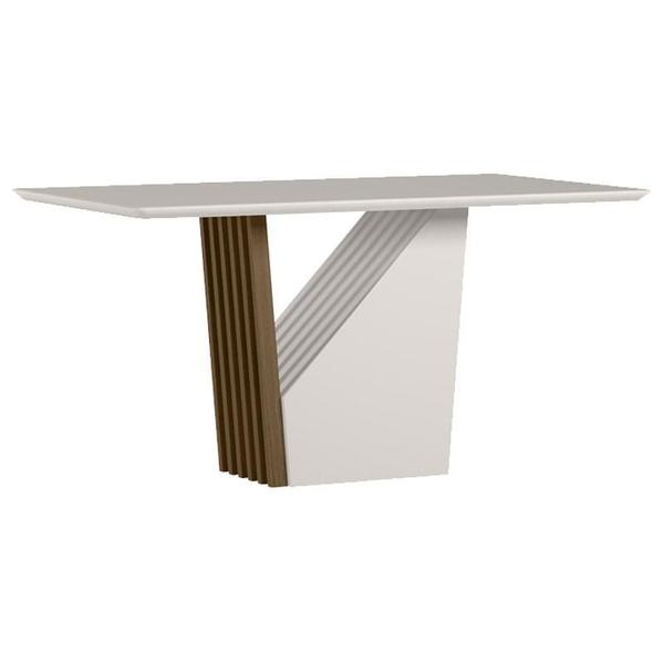 Imagem de Mesa de Jantar 160x90 cm Veneza com Vidro Imbuia Off White  New Ceval