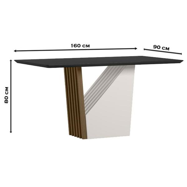 Imagem de Mesa de Jantar 160x90 cm Veneza com Vidro Imbuia Preto  New Ceval