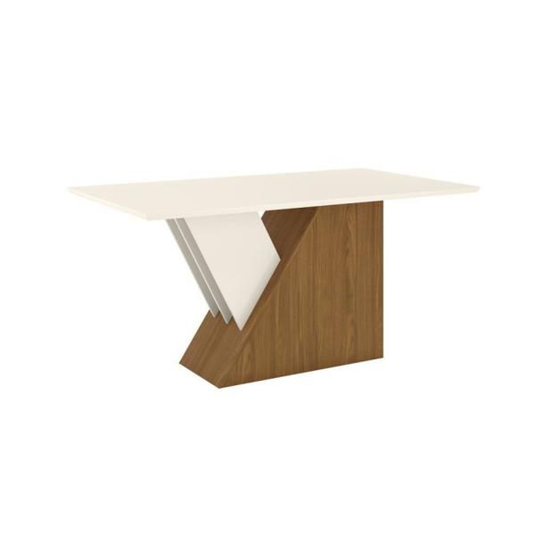 Imagem de Mesa de Jantar 160x90cm Tampo MDF Canto Reto Epic Nature/Off White