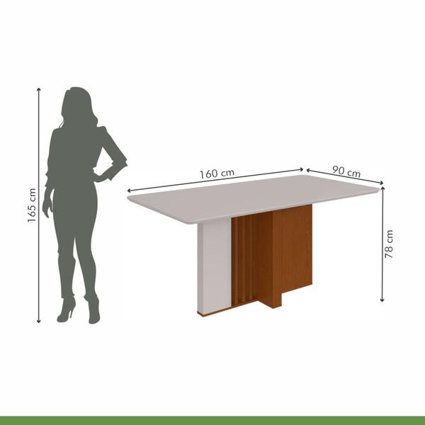 Imagem de Mesa de Jantar 160x90cm Tampo Mdf/vidro Astrid Frassino/Off White