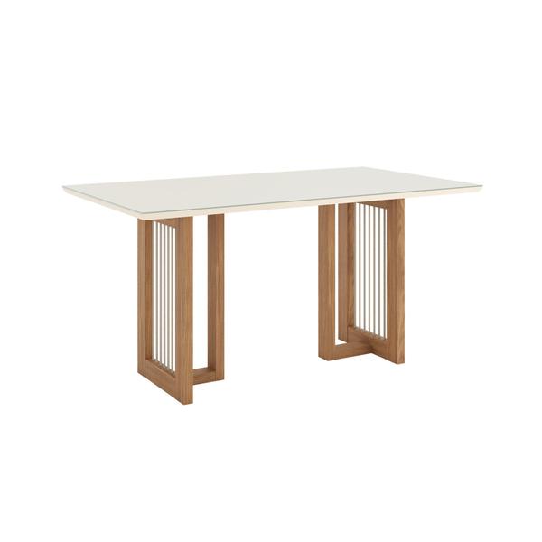 Imagem de Mesa de Jantar 160x90cm Tampo Vidro/MDF Canto Arredondado Yara