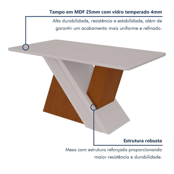 Imagem de Mesa de Jantar 170x90cm Tampo Mdf/vidro Vênus