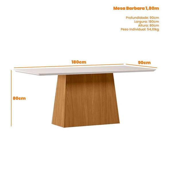 Imagem de Mesa de Jantar 180cm Ambiente Bárbara com Vidro Ype Off White e 8 Cadeiras Mariana Ype Veludo Preto  New Ceval