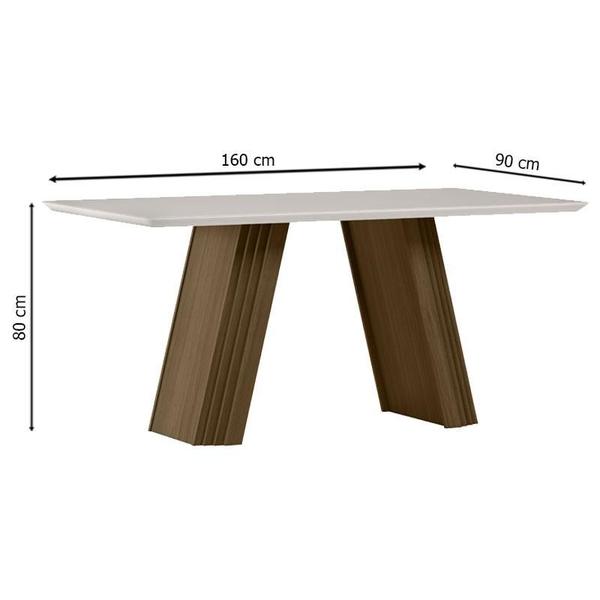 Imagem de Mesa de Jantar 180x90 cm Fernanda com Vidro Imbuia Off White  New Ceval