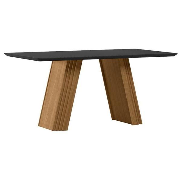 Imagem de Mesa De Jantar 180x90 Cm Fernanda Com Vidro Ype Preto - New Ceval