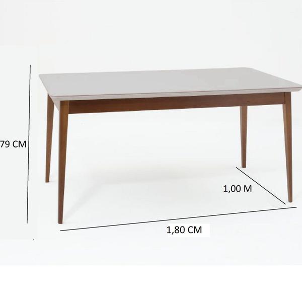 Imagem de Mesa de Jantar 180x90cm Tampo em Vidro/mdf Onix Carmo Móveis Imbuia/Off White