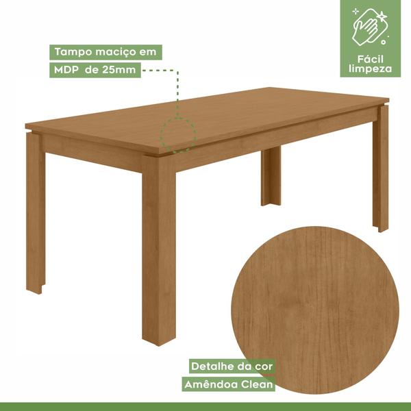 Imagem de Mesa de Jantar 180x90cm Tampo MDP Athenas