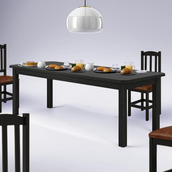 Imagem de Mesa de Jantar 220cm 10 Lugares Pés Madeira Maciça Preto Safira Shop JM