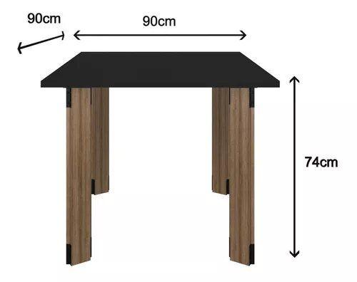 Imagem de Mesa De Jantar + 4 Cadeiras Industrial Set Completo Vintage Preto com Lâmina