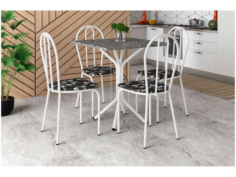 Mesa de Jantar 4 Cadeiras Quadrada Branca Artefamol America Thais Mesa de Jantar 4 Cadeiras Quadrada Branca Artefamol America Thais