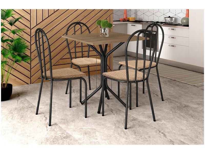 Mesa de Jantar 4 Cadeiras Quadrada Preta - Artefamol America Thais Mesa de Jantar 4 Cadeiras Quadrada Preta - Artefamol America Thais