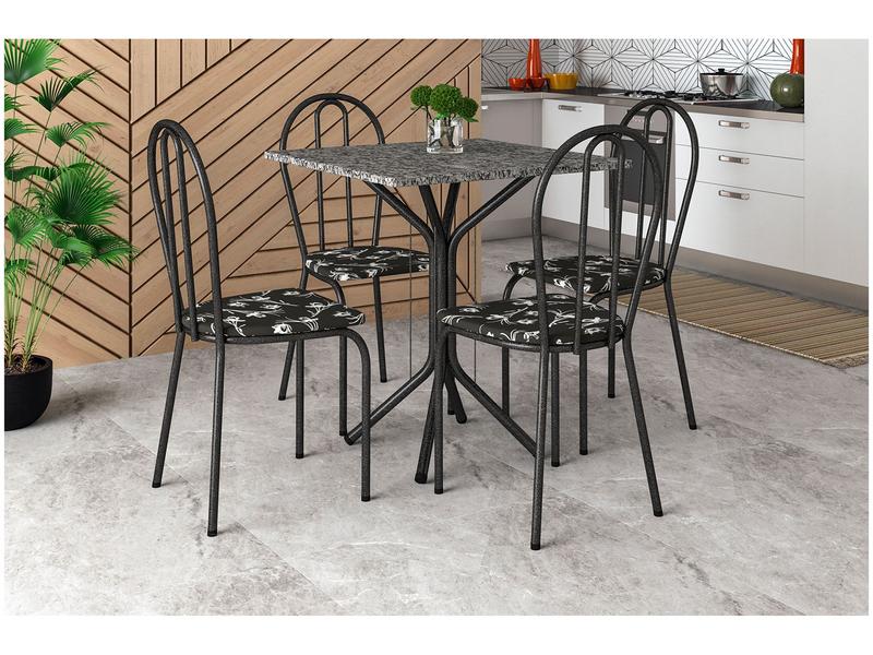 Mesa de Jantar 4 Cadeiras Quadrada Preto - Artefamol America Thais Mesa de Jantar 4 Cadeiras Quadrada Preto - Artefamol America Thais
