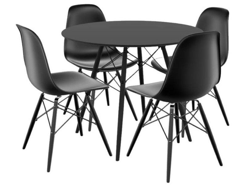 Imagem de Mesa de Jantar 4 Cadeiras Redonda Preto Empório Tiffany Eames