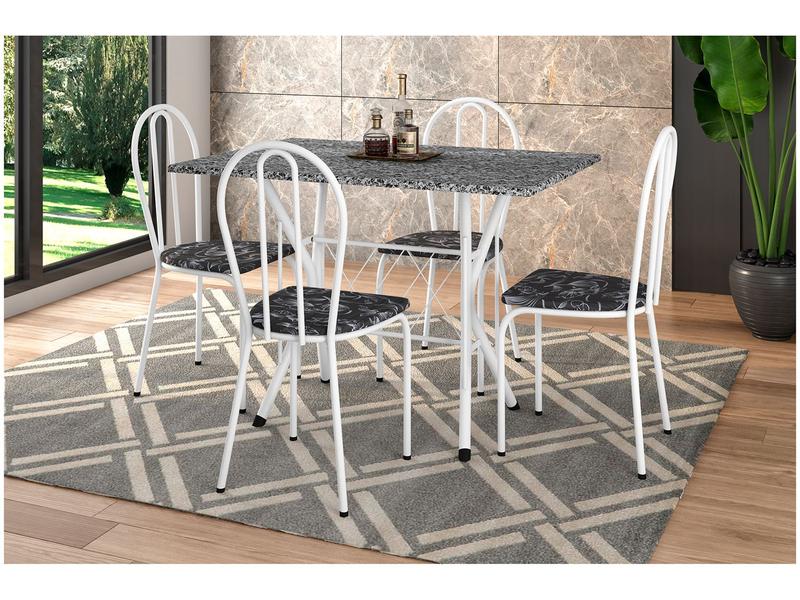 Mesa de Jantar 4 Cadeiras Retangular Branca - Artefamol America Bruna Mesa de Jantar 4 Cadeiras Retangular Branca - Artefamol America Bruna