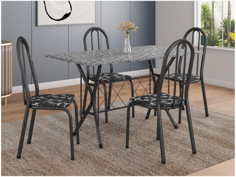 Mesa de Jantar 4 Cadeiras Retangular Preto Artefamol Ravena Mesa de Jantar 4 Cadeiras Retangular Preto Artefamol Ravena
