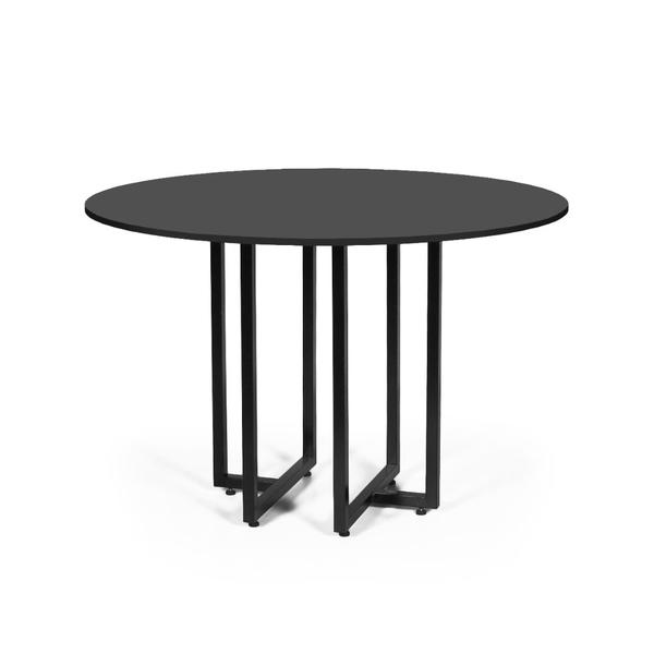 Imagem de Mesa de Jantar 4 Lugares 120cm Redonda Industrial Dommus Preta - Straub Web