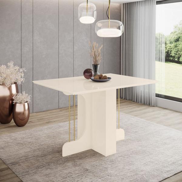 Imagem de Mesa de Jantar 4 Lugares 1,2m Tampo MDF Canto Reto Mavi Henn