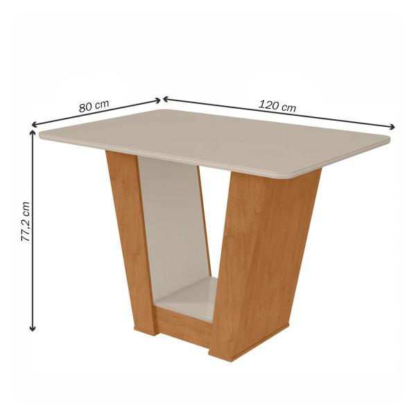 Imagem de Mesa de Jantar 4 Lugares Apogeu Amêndoa Clean/Off White/Veludo Naturale Creme 75333 - Móveis Lopas