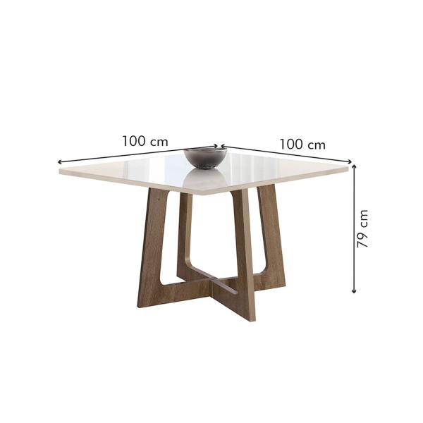 Imagem de Mesa de Jantar 4 Lugares Arizona Canela com Vidro Chocolate/Off White/Boucle Gelo - Cel Móveis