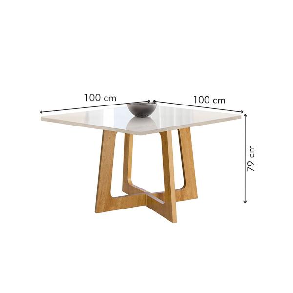 Imagem de Mesa de Jantar 4 Lugares Arizona Canela com Vidro Cinamomo/Off White/Boucle Bege - Cel Móveis