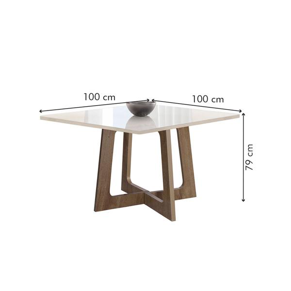 Imagem de Mesa de Jantar 4 Lugares Arizona com Vidro Chocolate/Off White/Boucle Cinza - Cel Móveis