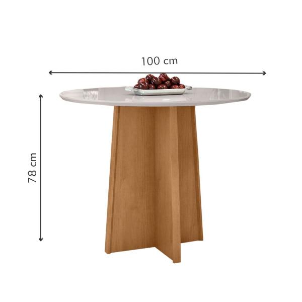 Imagem de Mesa de Jantar 4 Lugares Athenas Apogeu Amêndoa Clean/Off White/Veludo Naturale Creme - Móveis Lopas