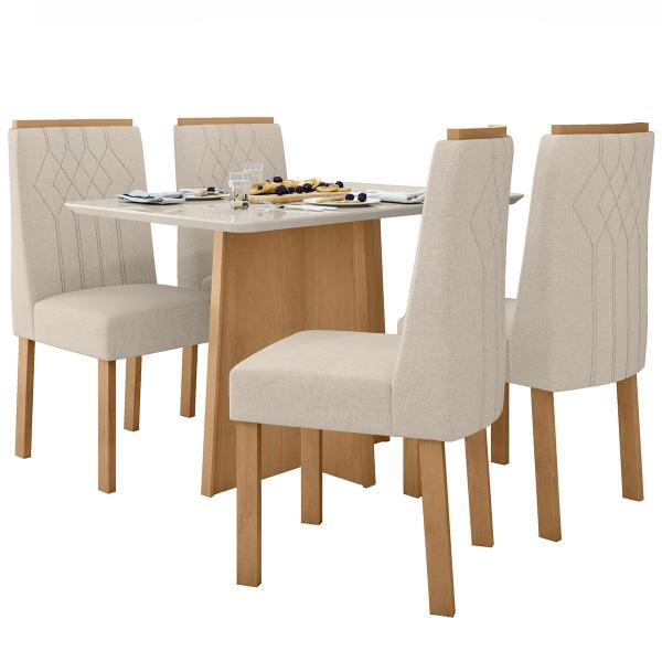 Imagem de Mesa de Jantar 4 Lugares Celebrare Amêndoa Clean/Off White/Linho Rinzai Bege 76440 - Móveis Lopas