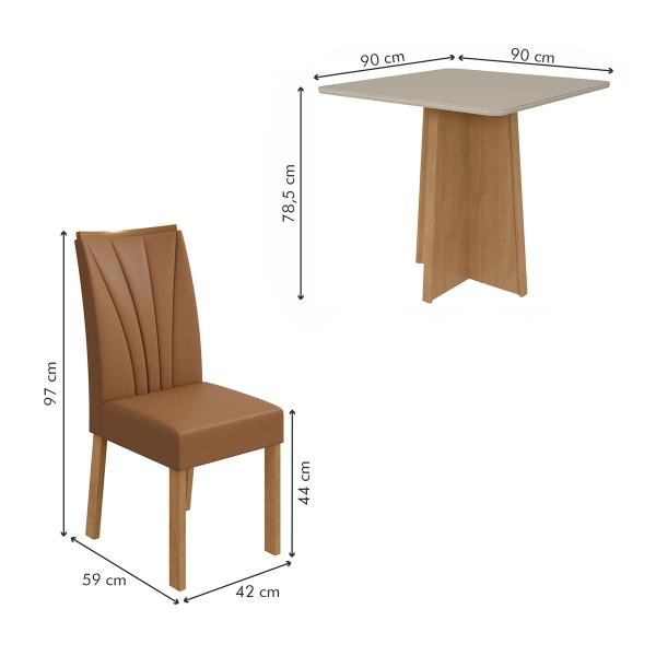 Imagem de Mesa de Jantar 4 Lugares Celebrare Apogeu com Vidro Amêndoa Clean/Off White/material sintético Caramelo  - Móveis Lopas