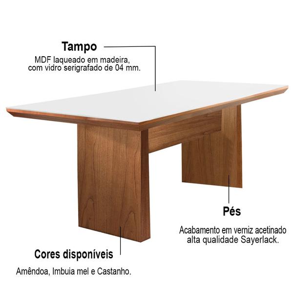 Imagem de Mesa de Jantar 4 Lugares Imbuia Tampo Branco 1,4m - Kolonne